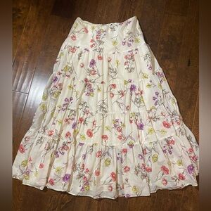 Lauren Ralph Lauren Maxi skirt size S lined EUC ivory multicolor